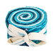 the Salt Air Batiks 2.5" rolie polie tied with a bow and isolated on a white background.