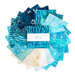 the Salt Air Batiks fanned in a circular collage with a 5" Stacker package sitting in the center.