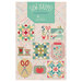 Sew Happy! Punch Needle Pattern cover featuring nine colorful sewing-themed designs including quilt blocks, a sewing machine, scissors, a tomato pincushion, and a button jar.