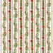 A border stripe fabric featuring Christmas greenery, poinsettias, and candy cane stripes. 