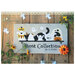 Front of the pattern displaying the finished project staged on wood boards with a pumpkin, flowers, and ghosts.