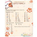 image of the color chart for the Cats Family cross stitch pattern featuring design information and floss requirements.