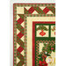 A close up on the upper left corner of the quilt, demonstrating details on the patchwork borders.