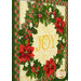 An angled close up on the wreath of the panel with the word "JOY" in the center.
