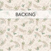 A swatch of warm cream fabric with tossed green sprigs. A banner at the top reads "Backing".