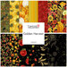 Digital collage of the available yardage fabrics from the Golden Harvest fabric collection.