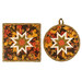 The completed Folded Hot Star Pads colored in autumn fabrics from the Bountiful collection by Riley Blake Designs, isolated on a white background. 