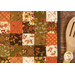 A super close up on the hot pad, demonstrating details on the fabric prints and colors.