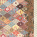 an 8x8 swatch of the border panel featuring an up close view of the patchwork print with a brown floral and white and black polka dot border.