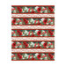 Border stripe fabric with alternating rows of branches of winter berries and cardinals amongst poinsettia flowers.