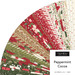 Fanned collage of Christmas-themed fabrics from the Peppermint Cocoa Jelly Roll