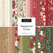 Square collage of Christmas-themed fabrics from the Peppermint Cocoa Layer Cake