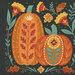 A zoomed in version of the fabric panel featuring one of the pumpkin blocks.