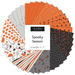 A collage of fabrics featured in the Spooky Season Charm Pack by Chrissy Lux for Moda Fabrics