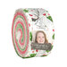 The Feeling Festive Jelly Roll bundled and rolled, isolated on a white background.