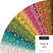 A fanned fabric collage featuring colorful 70's inspired fabrics from the Toast and Jam collection by Moda Fabrics. 