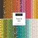 A fabric collage featuring colorful 70's inspired fabrics from the Toast and Jam collection by Moda Fabrics. 
