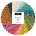 A spiral fabric collage featuring colorful 70's inspired fabrics from the Toast and Jam collection by Moda Fabrics. 