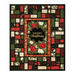 The completed Stained Glass Panel Quilt II, colored in black, red, and cream fabrics with gold metallic accents from the Merry Christmas 2026 collection by Timeless Treasures, isolated on a white background. 