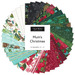circular collage of christmas-themed fabrics from the Mum's Christmas Charm Pack