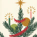 Zoomed in swatch of the panel showing the top of the stylized Christmas tree on a cream fabric.