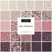 Pattern swatch pack for “Lilac Shadows” featuring pink and purple floral and paisley fabrics.