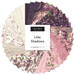 Assorted purple and pink floral fabric squares fanned around a “Lilac Shadows” label.