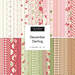 “December Darling” fabric bundle with pink, red, green, and tan holiday prints.