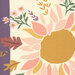 an 8x8 swatch of the panel featuring a closeup of the sunflowers, leaves, and part of the purple border.