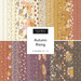 Square of cream, gold, orange, purple, and brown autumn-themed fabrics from the Autumn Rising collection