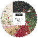 Digital collage of Christmas and Santa fabrics in the Charm Pack Bundle from the Snowy St. Nick fabric collection.