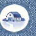A zoomed in portion of the panel featuring a farmhouse surrounded by lace.
