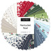 A collage of fabrics featured in the Nantucket Noel Charm Pack by Camille Roskelley for Moda Fabrics