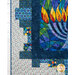 A close up on the patchwork border, showing fabric print and color details.