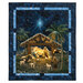 The completed Peace & Harmony Panel Quilt, colored in blue fabrics and a panel from the Peace & Harmony collection by Timeless Treasures, isolated on a white background. 
