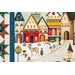 A close up on the Nordic houses of the panel, showing details on the colors and print.