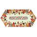 The completed Easy Striped Table Runner colored in mint, red, yellow, cream, and teal blue fabrics from the Nordic Holiday Village collection by Henry Glass Fabrics, isolated on a white background.