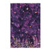 Plum ombre batik with a packed multicolor botanical print on the bottom with butterflies scattered above.