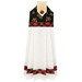 The completed Hanging Towel Kit colored in black, red, and cream fabrics with gold metallic accents from the Merry Christmas 2026 collection by Timeless Treasures, isolated on a white background. 