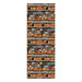 Mottled gray border print with alternating rows of jack-o'-lanterns with cats and birds, and a haunted village scattered with ghosts.