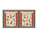 two coordinating designs showcasing Santa's Nice List and Naughty List, filled with adorable dogs and humorous holiday antics, framed by red and green snowflake borders.