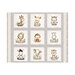 Gray fabric with a subtle cloud design under nine blocks of safari animals.