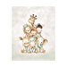 Mottled cream and sage minky fabric with a stack of baby animals surrounded by leafy sprigs, perfect for a centerpiece to a child's quilt