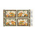 Cream panel of four placemats with a design of pumpkins and leaves.