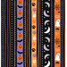 black fabric with a Halloween border stripe design with a mix of festive motifs and playful dog-themed elements.