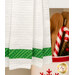 A super close up on the bottom of the towel, showing details on the towel texture and the fabric stripe.