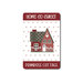 Front of the needle minder showing the full design as a red cottage.
