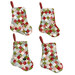 The four completed Fast Fusible Patchwork Stockings, isolated on a white background. 