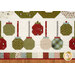 A close up on the patchwork of the quilt, showing details on the rows of ornaments.