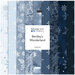 Digital collage of the available blue, winter yardage fabrics from the Bentley's Wonderland fabric collection.